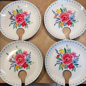 Pioneer Woman Floral Ceramic cocktail Plates with Polka Dots mingling boards